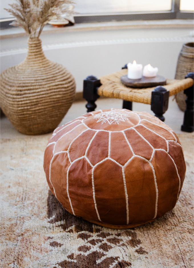 MOROCCAN LEATHER POUF